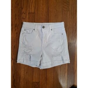 American Eagle Shorts Women 4 White Super Stretch Curvy Hi Rise shortie distress